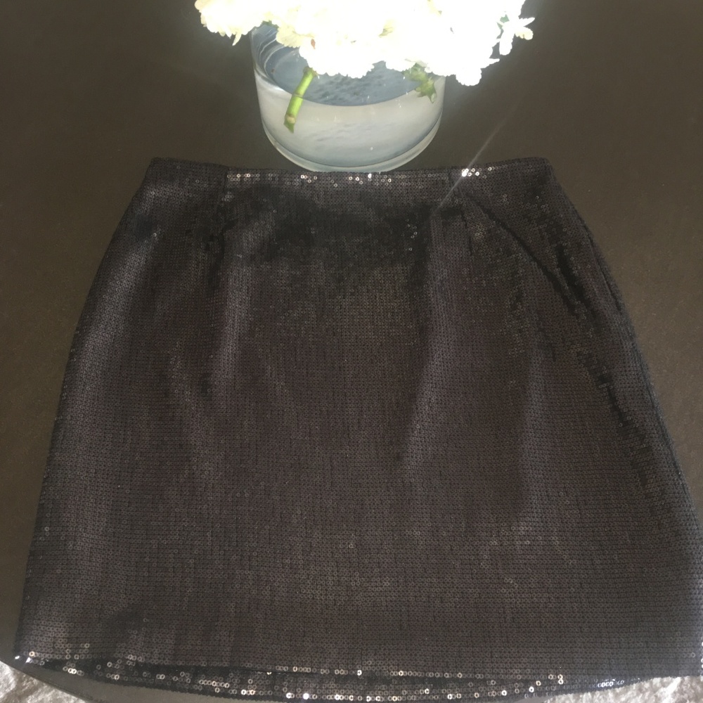 White House Black Market Black Sequence Skirt